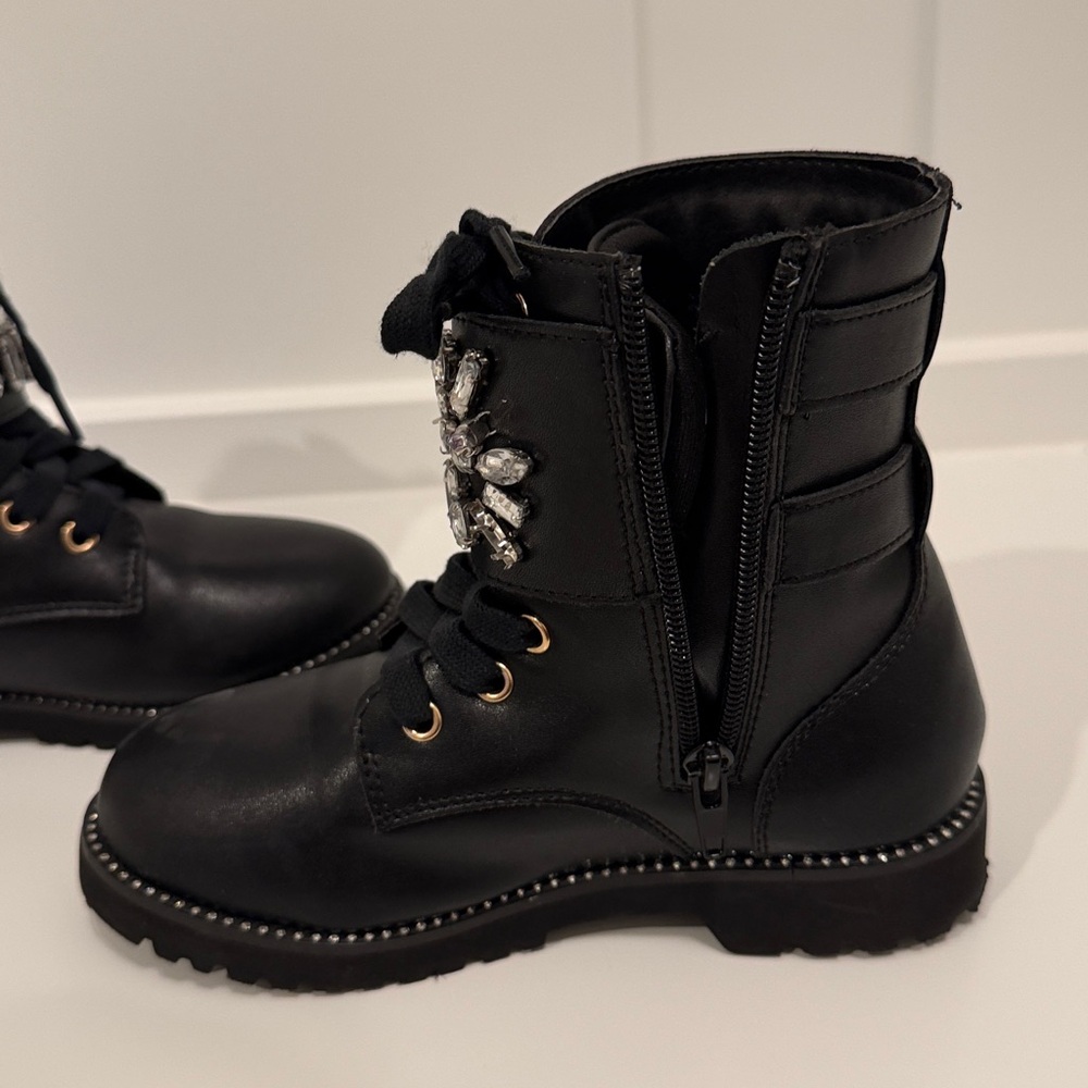 Kurt Geiger Black & Blingy Moto Boots| 12M Girls - Picture 5 of 9
